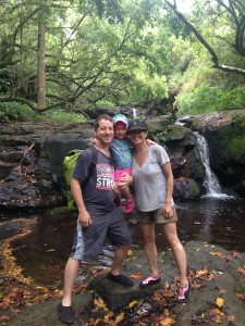 Maile, Daddy and Mommy at the hidden waterfall