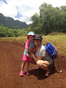 Maile and Mommy on the hike back to the river