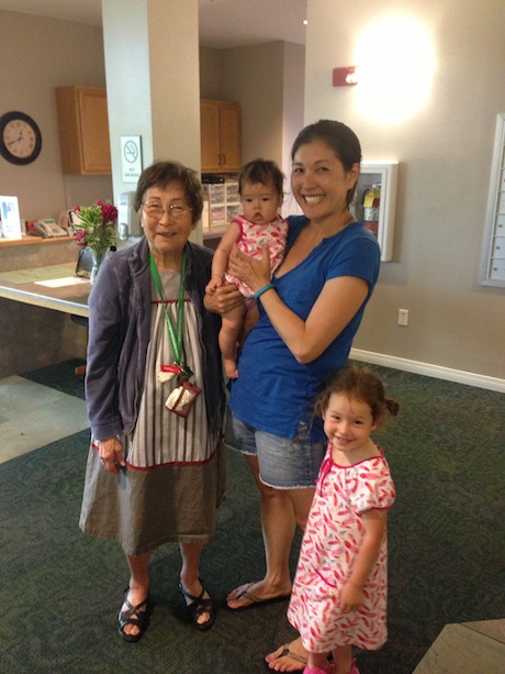 Great Grandma Kiyoko, Mommy, Maile (almost 4) and Lauren (almost 6 months)