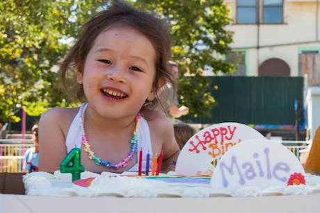 Maile Girl was very pleased with her rainbow cake