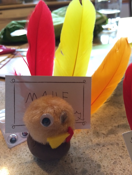 With guidance from a Kiwi Crate she made place cards for everyone in our family...