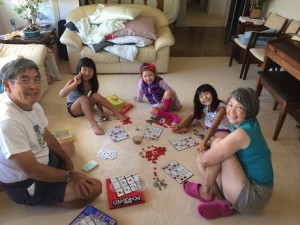 Grandma and Papa taught us Pokeeno - which is kind of like Bingo. None of liked losing, so that made things interesting.