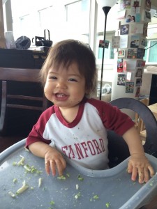 Lauren was all decked out in her Stanford gear (it's the sportiest thing she owns really), but she got a little messy during pre-party lunch, so we had to change.