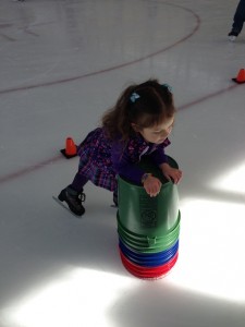 These buckets are genius - definitely don't recall that when I was little, but they worked out great - gave Maile lots of confidence on the ice to explore a bit on her own...
