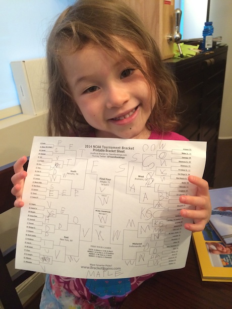 Our proud (and cute) bracket picker!