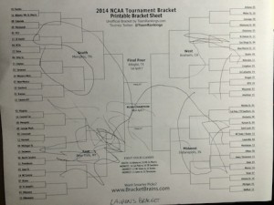 Lauren's completed 2014 bracket...