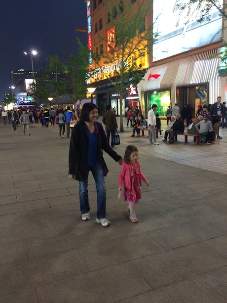 Mommy and Maile exploring Wangfujing in search of dinner...