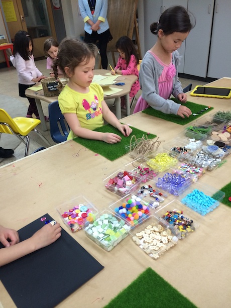 Maile Girl in her element at the arts and crafts table...