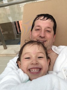 Daddy and Maile after our afternoon swim - we LOVE swimming!