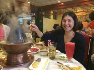 Mommy enjoying some Mongolian Hot Pot...