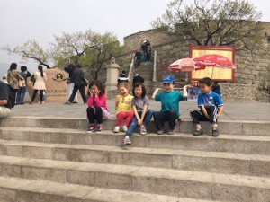 The kids at the base of the Wall (after we took the cable car up to the entry point)