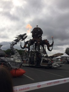 At the entrance was this huge fire breathing dragon/octopus robot contraption thing. It was cool...