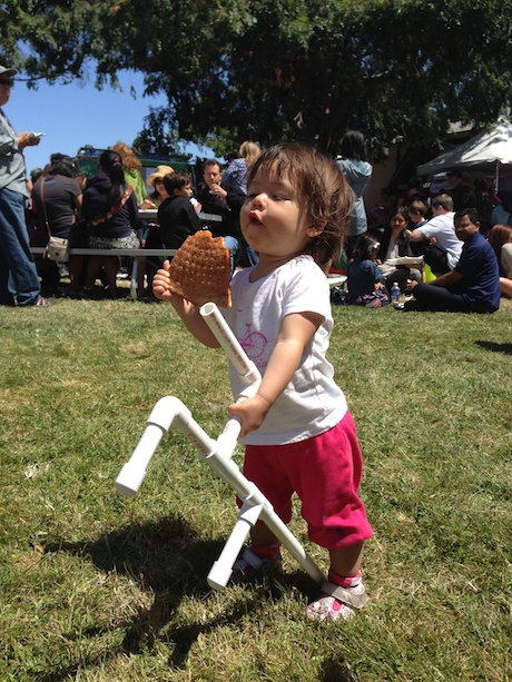 ... and then Lauren had fun running all over with it (pizza slice in hand, of course!)