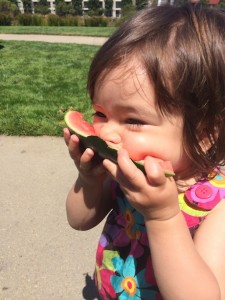 ... while her sister dug into the real thing!