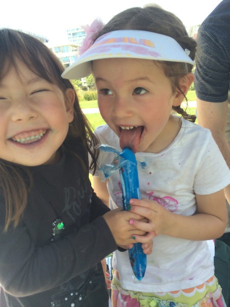 As if a popsicle wasn't enough, later Maile and her friend Zoe shared the biggest ICEE I've ever seen...