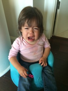 Lauren does not enjoy her biting punishment.