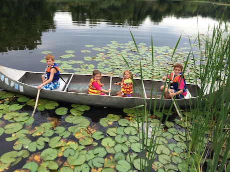 Caleb, Maile, Harlow and Aidan braving the lake... and old enough to go out solo!