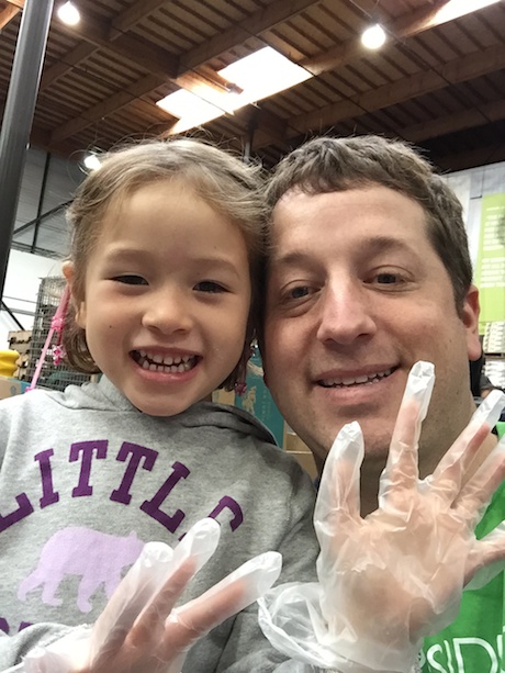 Maile and Daddy getting gloved up and ready...