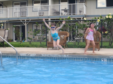 A big jump for Maile GIrl - can't tell you how awesome this was to see - it wasn't so long ago that she was afraid to do something like this - swim lessons are paying off big time!