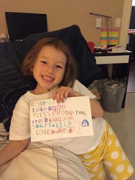 Maile and her completed letter - we hope Santa gets it in time!