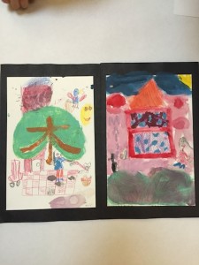 The starting point for each piece was a chinese character - here you see tree on the left and home on the right.