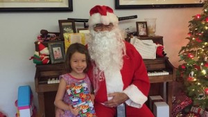 Santa called Maile's name first and she jumped right up to see him - no more running for cover like years gone by...