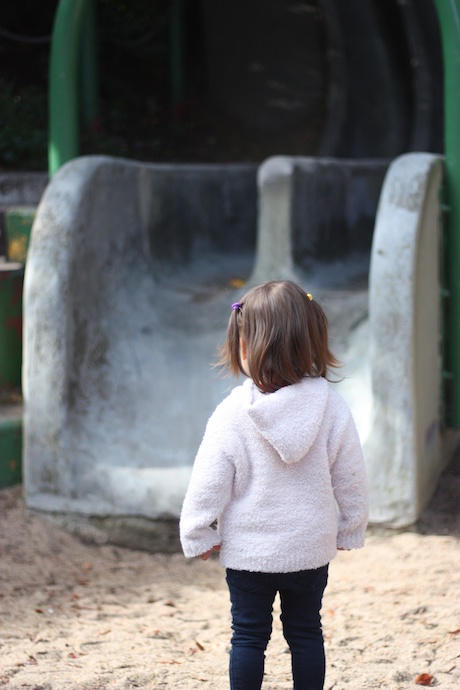 Facing the slides, ready to conquer!