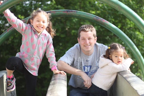 Mommy took this great shot of the three of us at the top of the slide...