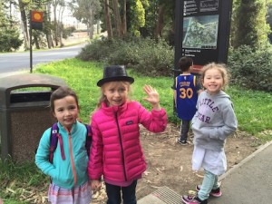 Sophie, Julianne and Maile having fun while Jake plans the route...