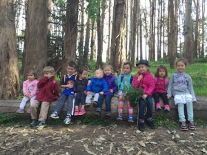 At of the hike - the whole crew on the tree line...