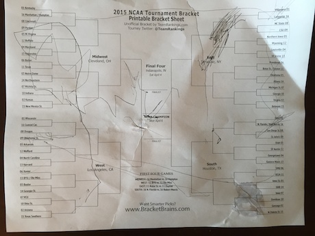 Lauren's completed bracket - a little harder to decipher ;)