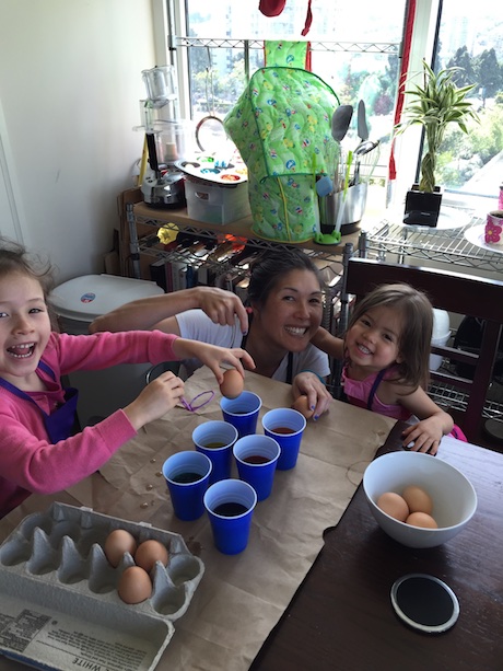 Maile, Mommy and Lauren having fun making easter eggs!