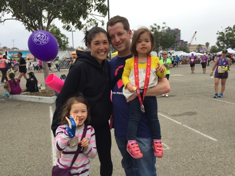 All of us celebrating Mommy's first marathon!