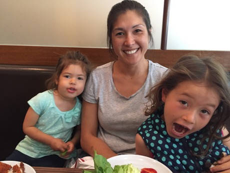 Mommy and the girls at lunch...