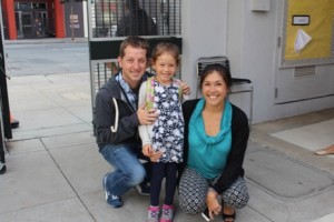 Daddy, Maile and Mommy and day 1 of first grade...