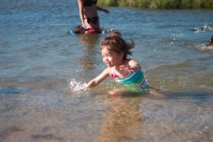 The tide pools were perfect for Lauren to run and swim around in...