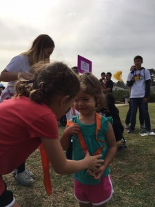 Coach Maile giving Lauren a post-race pep talk!