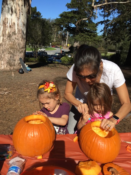 Some serious pumpkin carving going on...