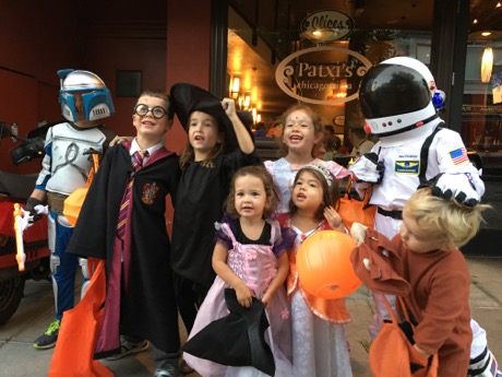 The full crew ready for some trick-or-treating...