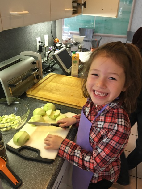 Maile Girl preparing apples for her mini apple pies...