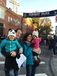 Then we headed into Boston to see Daddy's high school play at Fenway Park!