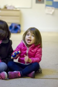 Lauren in music class singing along...