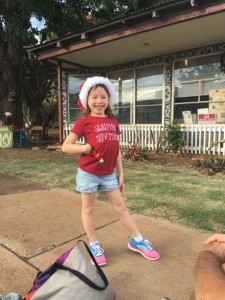 Maile Girl showing off her parade outfit...