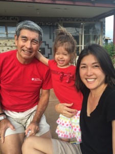 Papa, Lauren and Mommy pre-parade photo op...