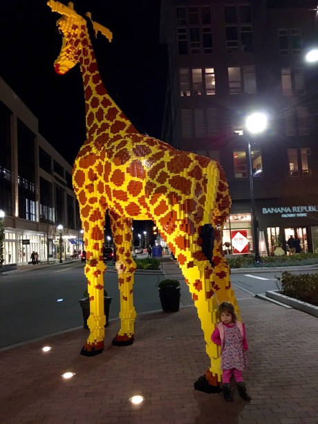 Lauren found a big giraffe made of Legos...