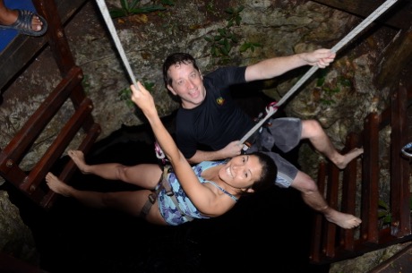 One of our adventures had us repelling down into a cenote (a sinkhole)!