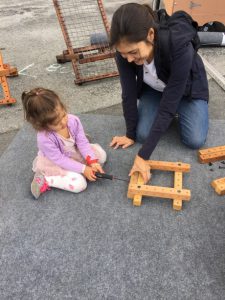 Mommy and Lauren doing some building...