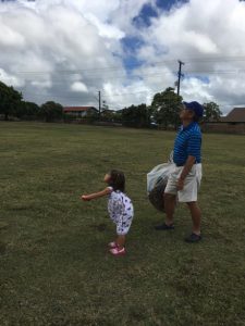 Papa Cal helping Lauren keep an eye on things...