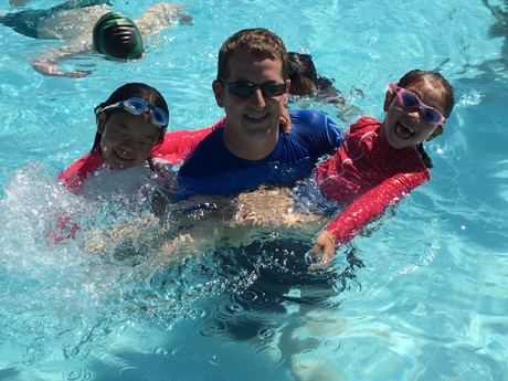 Goofing around in the pool...