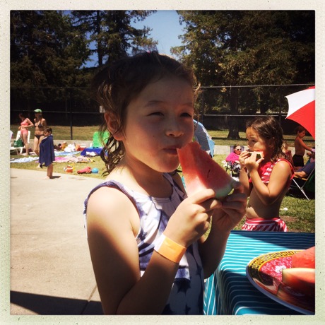 We arrived early and Maile and Lauren probably ate half the watermelon before their friends arrived...